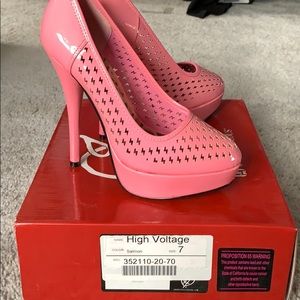 High voltage pink heels